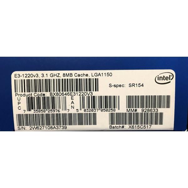 Intel BX80646E31220V3 SR154 Xeon E3-1220 v3 8M Cache, 3.10GHz New Retail Box