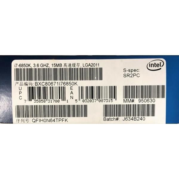 Intel BXC80671I76850K SR2PC Core i7-6850K 15M Cache, 3.80 GHz New Retail Box