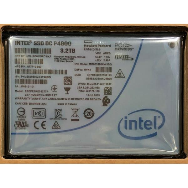 Intel SSDPE2KE032T7P1 SSD DC P4600 Series 3.2TB, 2.5in PCIe 3.1 x4, 3D1, TLC New Bulk Packaging