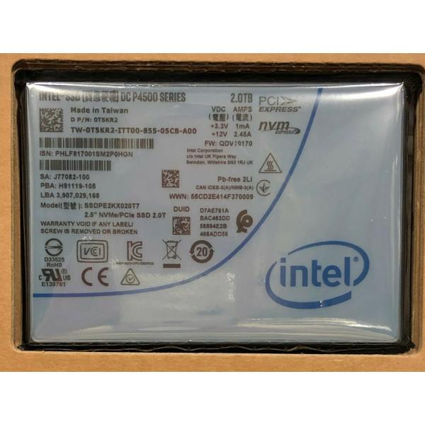 Intel SSDPE2KX020T755 SSD DC P4500 Series 2.0TB, 2.5in PCIe 3.1 x4, 3D1, TLC New Bulk Packaging