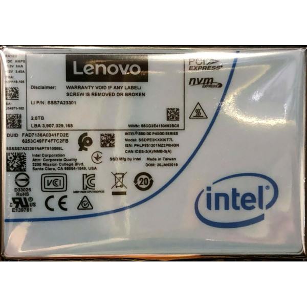 Intel SSDPE2KX020T7LT SSD DC P4500 Series 2.0TB, 2.5in PCIe 3.1 x4, 3D1, TLC New Bulk Packaging