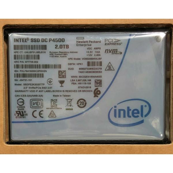 Intel SSDPE2KX020T7P1 SSD DC P4500 Series 2.0TB, 2.5in PCIe 3.1 x4, 3D1, TLC New Bulk Packaging