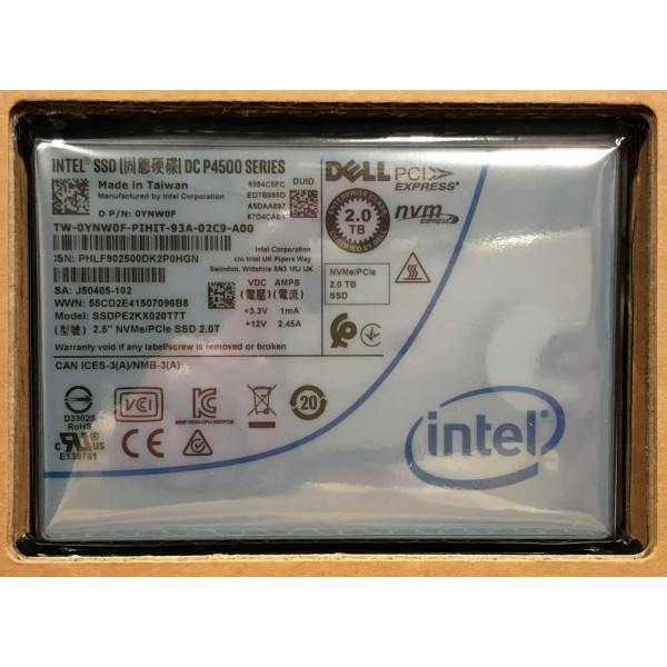Intel SSDPE2KX020T7T1 SSD DC P4500 Series 2.0TB, 2.5in PCIe 3.1 x4, 3D1, TLC New Bulk Packaging