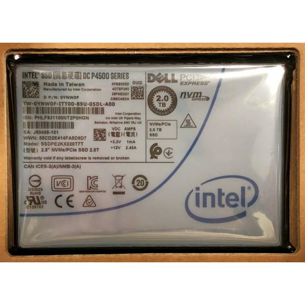 Intel SSDPE2KX020T7TP SSD DC P4500 Series 2.0TB, 2.5in PCIe 3.1 x4, 3D1, TLC New Bulk Packaging