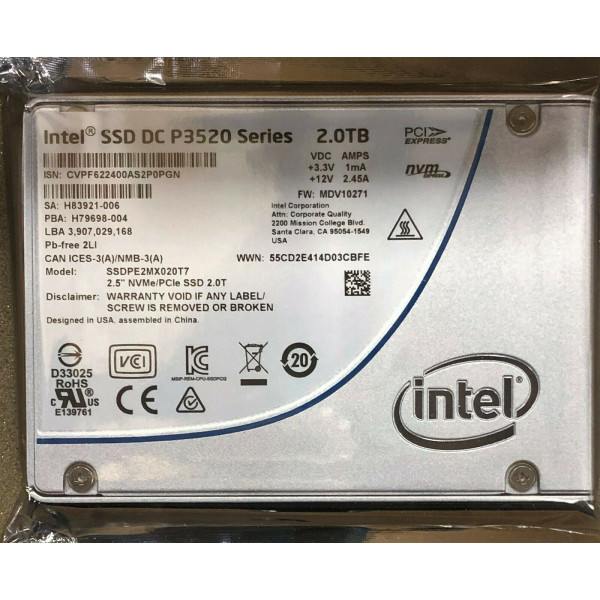 Intel SSDPE2MX020T701 SSD DC P3520 Series 2.0TB, 2.5in PCIe 3.0 x4, 3D1, MLC New Bulk Packaging