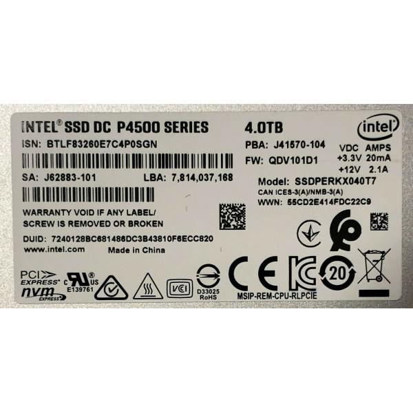 Intel SSDPERKX040T701 SSD DC P4500 SERIES 4.0TB, Ruler PCIe 3.1 x4, 3D1, TLC New Bulk Packaging