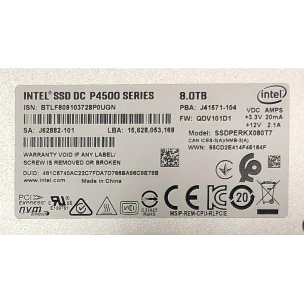 Intel SSDPERKX080T701 SSD DC P4500 Series 8.0TB, Ruler PCIe 3.1 x4, 3D1, TLC New Bulk Packaging